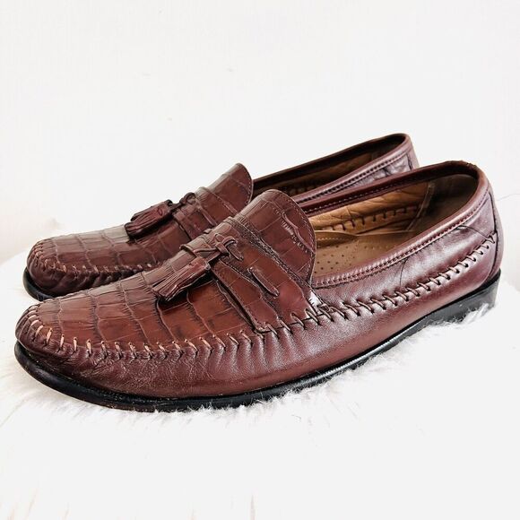 🎉Clearance🎉Florsheim Brown Leather Alligator Croc Skin Tassel Loafers 11.5 - Picture 1 of 11